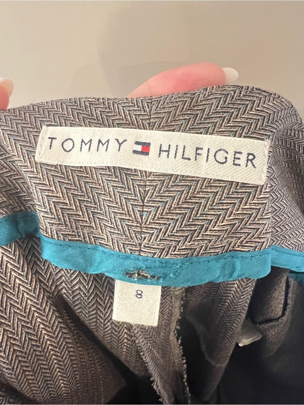Tommy Hilfiger Carmen Herringbone Dress Pants Size 8 Brown Office Trouser - Picture 4 of 8